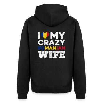 Mens roumain impression | J’aime mon roumain fou - Veste à capuche bio Premium Unisexe - noir - Dos - Nico (187cm)