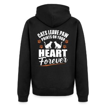 Katze Kätzchen Kater Geschenk süß Katzen - Unisex Premium Bio Zip Hoodie - Schwarz - Hinten - Nico (187cm)