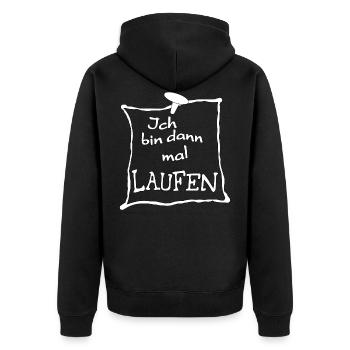Joggen - Sport - Unisex Premium Bio Zip Hoodie - Schwarz - Hinten - Nico (187cm)