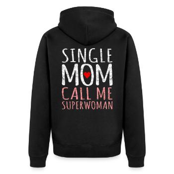 Alleinerziehende Mutter - Unisex Premium Bio Zip Hoodie - Schwarz - Hinten - Nico (187cm)