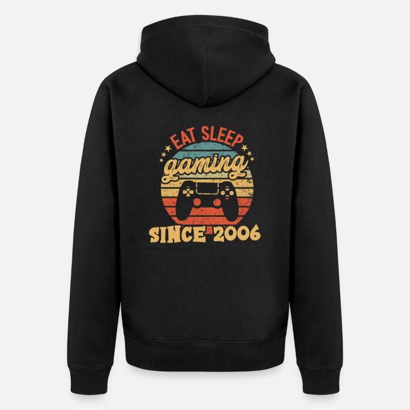 Eat sleep gaming since 2006 - Veste à capuche bio Premium Unisexe - noir