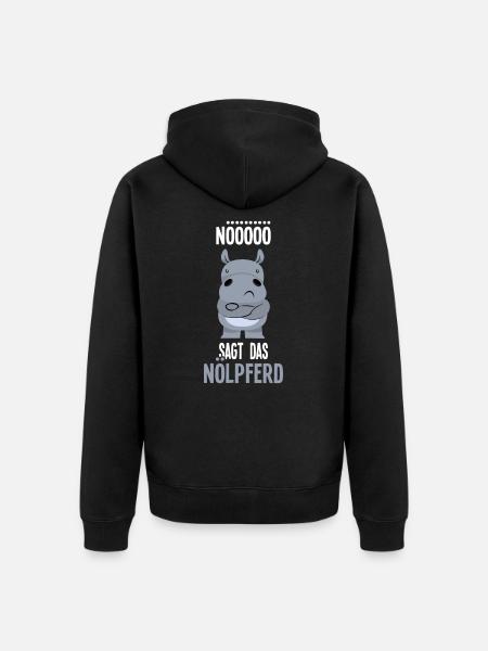 Nö sagt das Nölpferd - Unisex Premium Bio Zip Hoodie - Schwarz