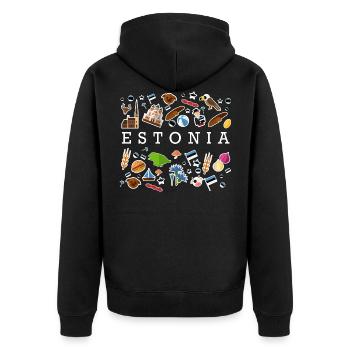 Estland - Unisex Premium Bio Zip Hoodie - Schwarz - Hinten - Nico (187cm)