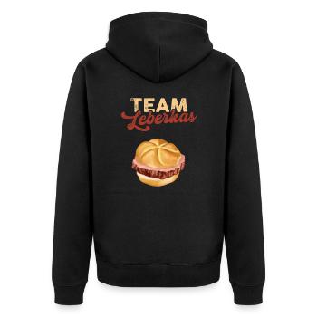 Team Leberkas - Unisex Premium Bio Zip Hoodie - Schwarz - Hinten - Nico (187cm)