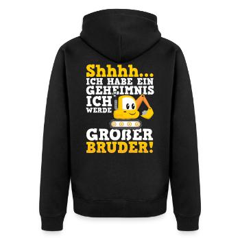 Großer Bruder Bagger - Unisex Premium Bio Zip Hoodie - Schwarz - Hinten - Nico (187cm)