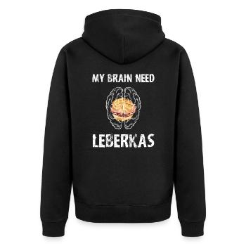 My brain need Lerberkas - Unisex Premium Bio Zip Hoodie - Schwarz - Hinten - Nico (187cm)