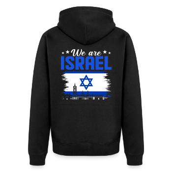 Israel - Unisex Premium Organic Zip Hoodie - black - Back - Nico (187cm)