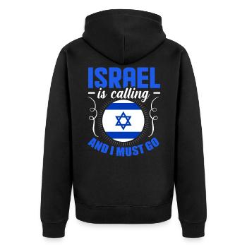 Israel - Unisex Premium Bio Zip Hoodie - Schwarz - Hinten - Nico (187cm)