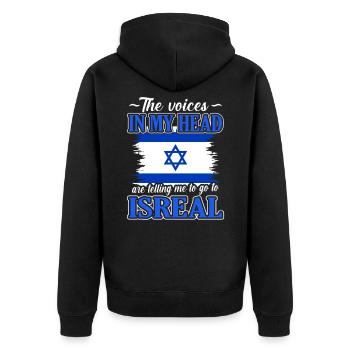 Israel - Unisex Premium Organic Zip Hoodie - black - Back - Nico (187cm)