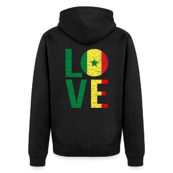Senegal - Unisex Premium Bio Zip Hoodie - Schwarz - Hinten - Nico (187cm)