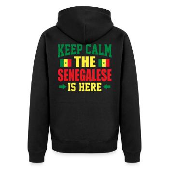 Senegal - Unisex Premium Bio Zip Hoodie - Schwarz - Hinten - Nico (187cm)