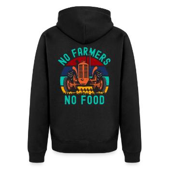 Pas d’agriculteurs pas de tracteur alimentaire - Veste à capuche bio Premium Unisexe - noir - Dos - Nico (187cm)