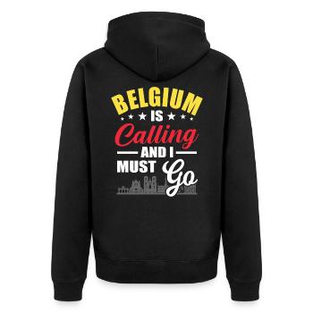 Belgique - Veste à capuche bio Premium Unisexe - noir - Dos - Nico (187cm)