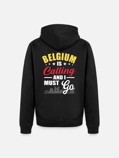 Belgium - Unisex Premium Organic Zip Hoodie - black