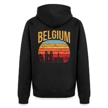 Belgium Europe Gift Idea - Unisex Premium Organic Zip Hoodie - black - Back - Nico (187cm)