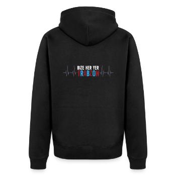 Bize her yer Trabzon - Unisex Premium Bio Zip Hoodie - Schwarz - Hinten - Nico (187cm)