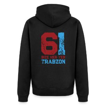 Bize her yer Trabzon - Unisex Premium Bio Zip Hoodie - Schwarz - Hinten - Nico (187cm)