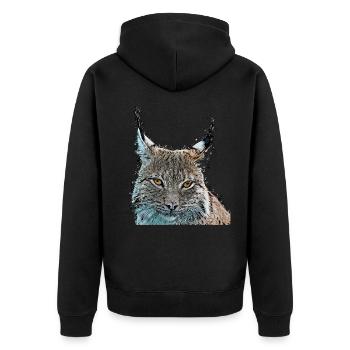 Luchs - Unisex Premium Bio Zip Hoodie - Schwarz - Hinten - Nico (187cm)
