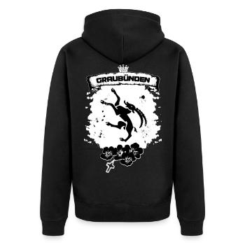 Graubünden - Unisex Premium Bio Zip Hoodie - Schwarz - Hinten - Nico (187cm)
