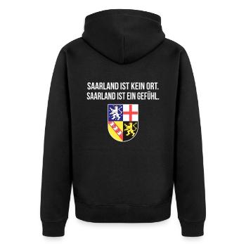 Saarland Retro Vintage Design - Unisex Premium Bio Zip Hoodie - Schwarz - Hinten - Nico (187cm)
