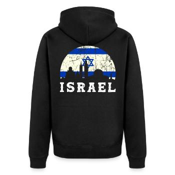 Israël Vernse drapeau Idée de cadeau - Veste à capuche bio Premium Unisexe - noir - Dos - Nico (187cm)