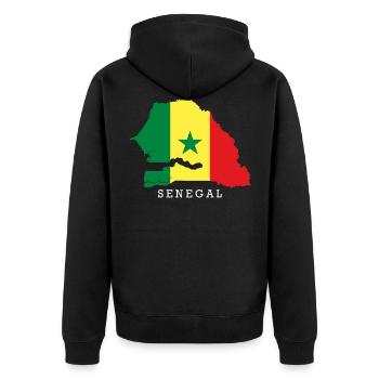 Senegal - Unisex Premium Bio Zip Hoodie - Schwarz - Hinten - Nico (187cm)