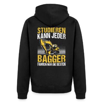 Baggerfahrer Baggerführer Bagger Geschenk - Unisex Premium Bio Zip Hoodie - Schwarz - Hinten - Nico (187cm)