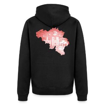 Belgium Europe Gift Idea - Unisex Premium Organic Zip Hoodie - black - Back - Nico (187cm)
