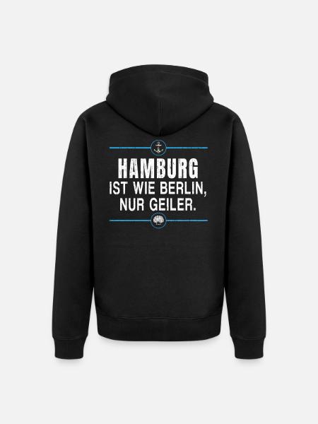 Hamburg Moin Digga Norddeutsch Hamburger Geschenk - Unisex Premium Bio Zip Hoodie - Schwarz