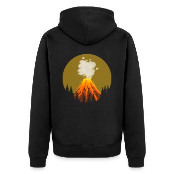 Cooles Vulkan Design - Unisex Premium Bio Zip Hoodie - Schwarz - Hinten - Nico (187cm)