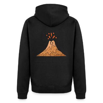 Cooles Vulkan Design - Unisex Premium Bio Zip Hoodie - Schwarz - Hinten - Nico (187cm)