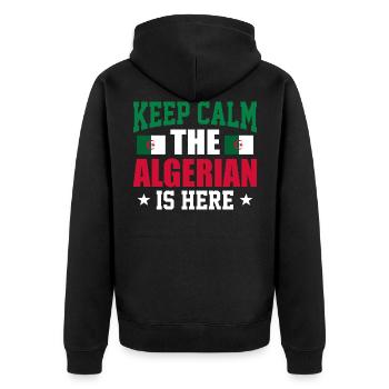 Algerien - Unisex Premium Bio Zip Hoodie - Schwarz - Hinten - Nico (187cm)