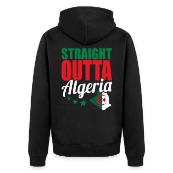 Algerien Afrika Geschenkidee - Unisex Premium Bio Zip Hoodie - Schwarz - Hinten - Nico (187cm)