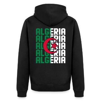 Algerien - Unisex Premium Bio Zip Hoodie - Schwarz - Hinten - Nico (187cm)