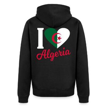Algerien Afrika Geschenkidee - Unisex Premium Bio Zip Hoodie - Schwarz - Hinten - Nico (187cm)