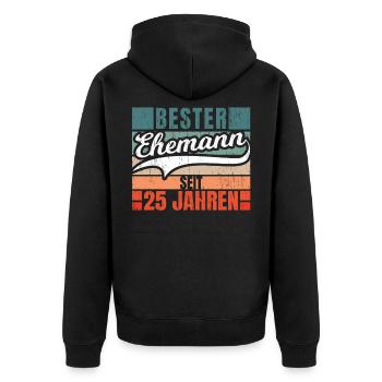 Silberhochzeit Ehemann 25 Jahre Ehe Geschenk - Unisex Premium Bio Zip Hoodie - Schwarz - Hinten - Nico (187cm)