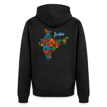 Indien Asien Reisen Geschenkidee - Unisex Premium Bio Zip Hoodie - Schwarz - Hinten - Nico (187cm)