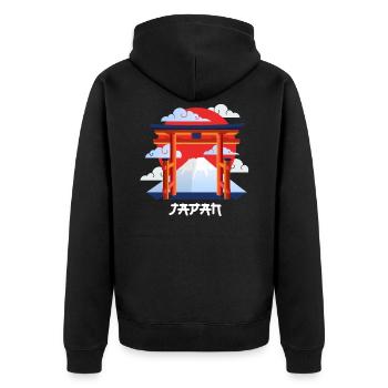 Japan - Unisex Premium Bio Zip Hoodie - Schwarz - Hinten - Nico (187cm)