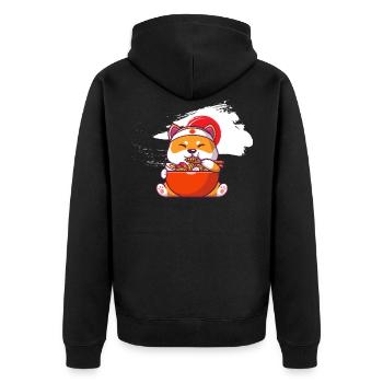 Japan - Unisex Premium Bio Zip Hoodie - Schwarz - Hinten - Nico (187cm)