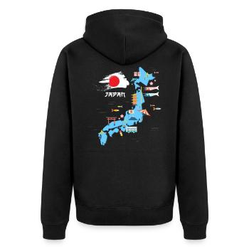 Japan - Unisex Premium Bio Zip Hoodie - Schwarz - Hinten - Nico (187cm)