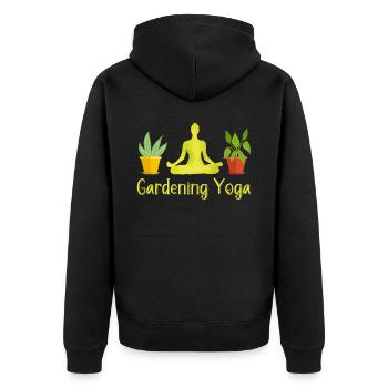 Funny Garden Saying Design - Unisex Premium Organic Zip Hoodie - black - Back - Nico (187cm)