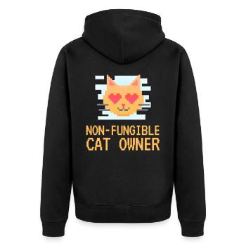 Nicht fungible Katze Besitzer NFT Katzen lustig - Unisex Premium Bio Zip Hoodie - Schwarz - Hinten - Nico (187cm)