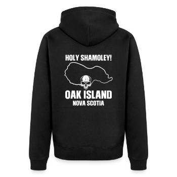 Oak Island Kanada Hunting - Unisex Premium Bio Zip Hoodie - Schwarz - Hinten - Nico (187cm)