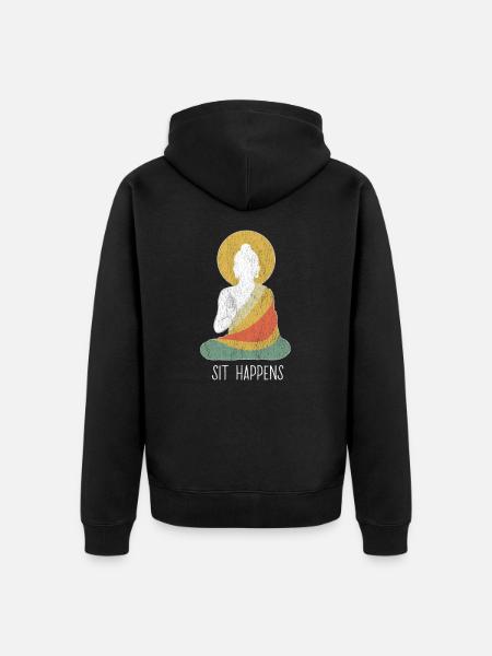 Funny buddha buddhism meditation peace dharma zen - Unisex Premium Organic Zip Hoodie - black