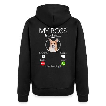 Welsh Corgi my Boss - Veste à capuche bio Premium Unisexe - noir - Dos - Nico (187cm)