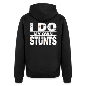 I Do My Own Stunts Funny Accident Stuntmen Gift - Unisex Premium Organic Zip Hoodie - black - Back - Nico (187cm)