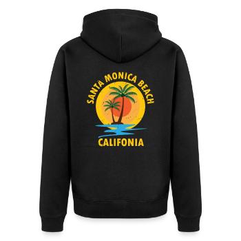 Santa Monica California - Unisex Premium Bio Zip Hoodie - Schwarz - Hinten - Nico (187cm)
