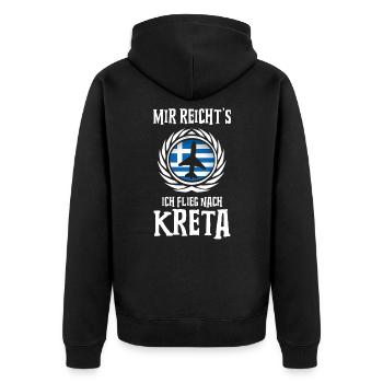 Mir reicht's Ich flieg nach Kreta - Unisex Premium Bio Zip Hoodie - Schwarz - Hinten - Nico (187cm)