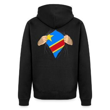Congo - Unisex Premium Organic Zip Hoodie - black - Back - Nico (187cm)