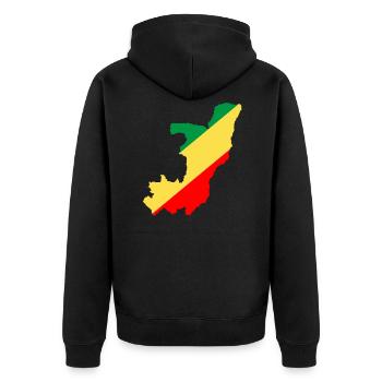 Kongo - Unisex Premium Bio Zip Hoodie - Schwarz - Hinten - Nico (187cm)